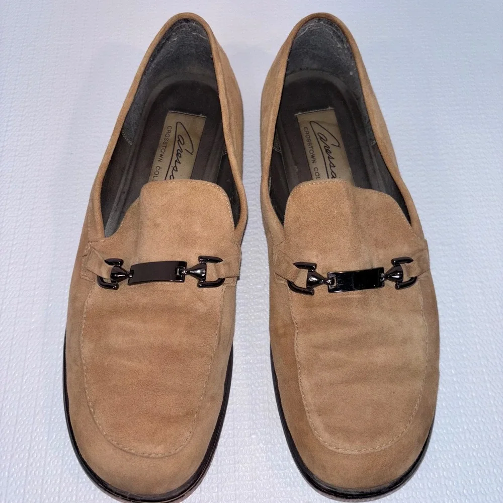 Loafers Caressa Crosstown‎ Collection Suede Leather Tan Brown Flats Shoes 9M